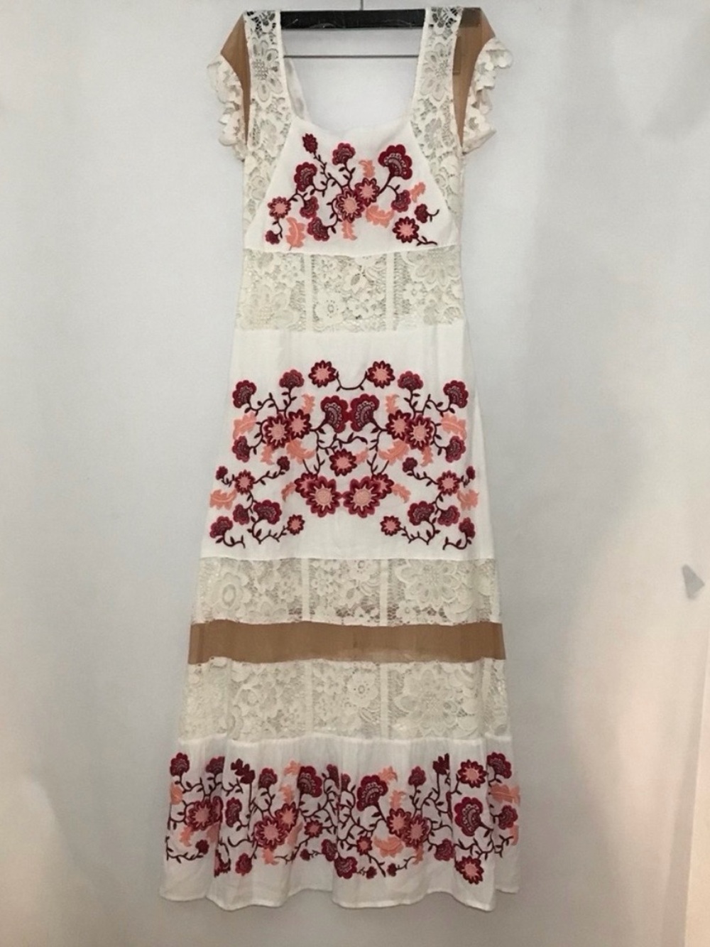 For Love & Lemons Brand Cecilia Maxi Floral Embroidered Dress Lace & Tulle XS-S